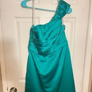 Alfred Angelo teal one shoulder dress